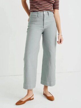 Madewell Emmett Light Blue Grey Wide Leg Crop Canvas Pant Size 28